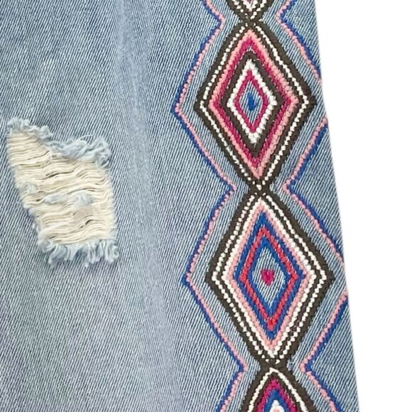 Sandrine Rose Embroidered Boyfriend Jeans Size 28 | 6 Handmade in LA Boho Chic - Picture 7 of 14